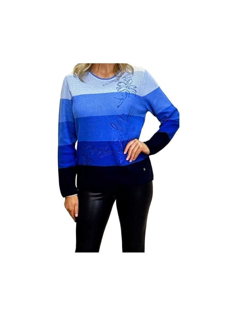 Rabe Multi-Tonal Blue Stripe With Embroidered Detail.